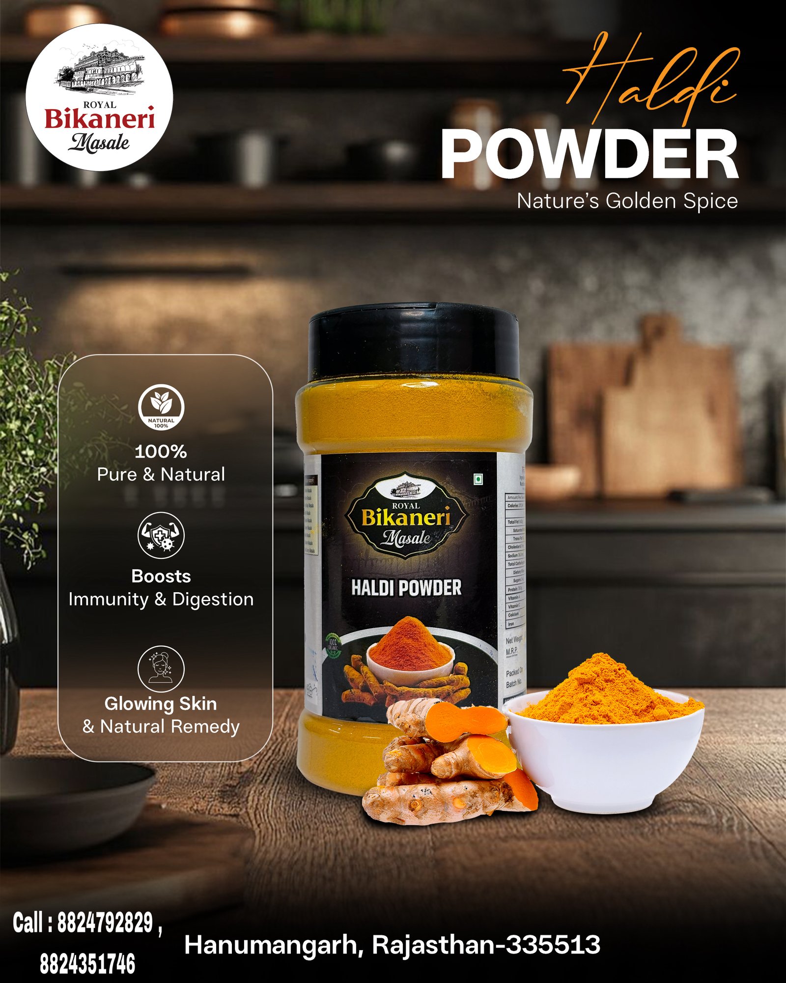 Natural Haldi Powder | Royal Bikaneri Masale | Pure Turmeric 200g